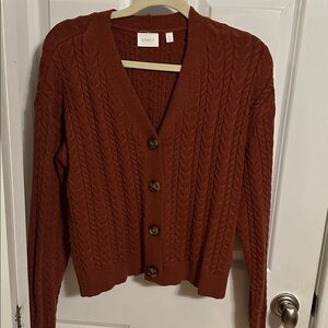 Cyrus Brick Red Cable Knit Sweater